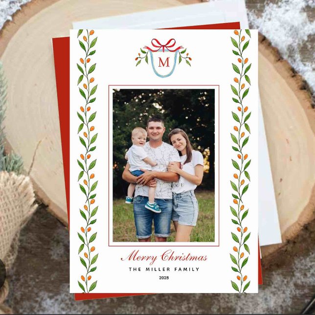Grandmillenial  Monogram photo Christmas card (Creator Uploaded)