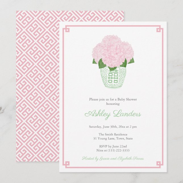 Grandmillenial Pink And Green Baby Shower For Girl Invitation (Front/Back)