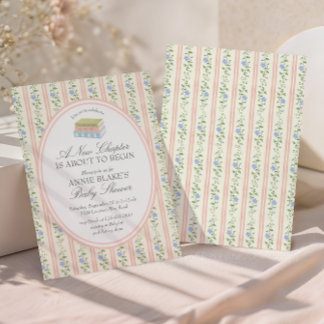 Grandmillennial A New Chapter Begins Baby Shower  Invitation