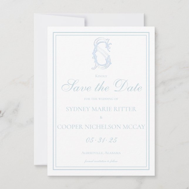 Grandmillennial and Elegant Save the Dates Invitation (Front)