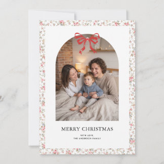 Grandmillennial Bow Family Arch Photo Christmas Holiday Card