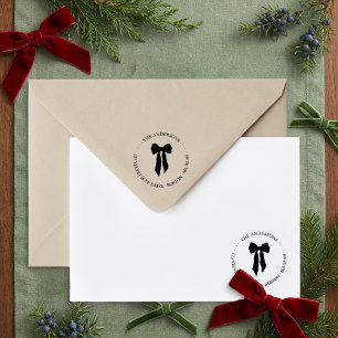 Grandmillennial Bow Round Return Address Self-inking Stamp
