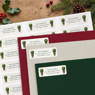 Grandmillennial Boxwood Topiary Holiday Address