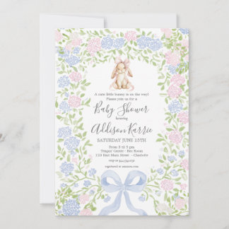 Grandmillennial Bunny Rabbit baby shower invite