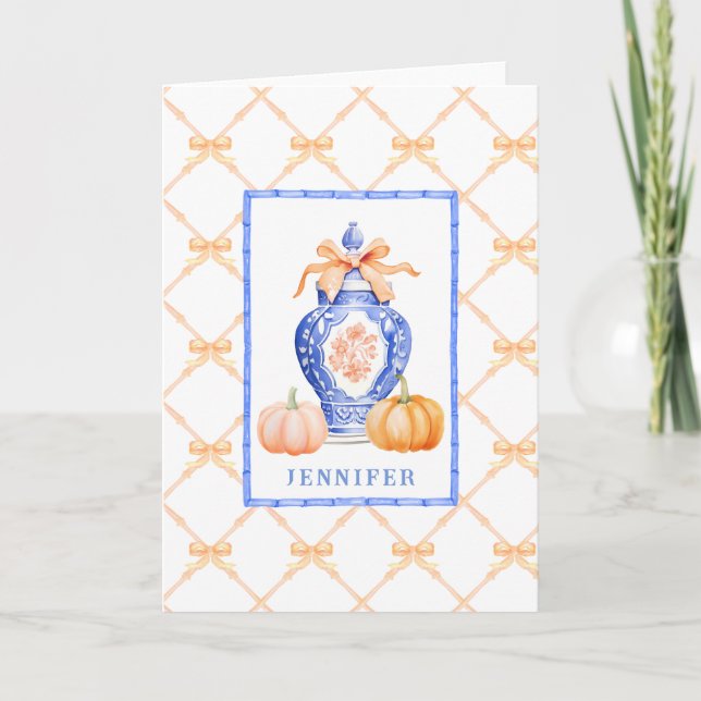 Grandmillennial Chinoiserie Ginger Jar  Note Card (Front)