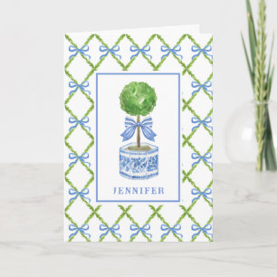 Grandmillennial Chinoiserie Topiary   Personalised Card