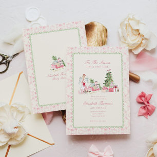 Grandmillennial Christmas Baby Shower Invitation