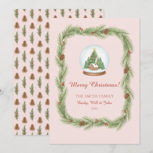 Grandmillennial Christmas Garland & Pinecone Holiday Card