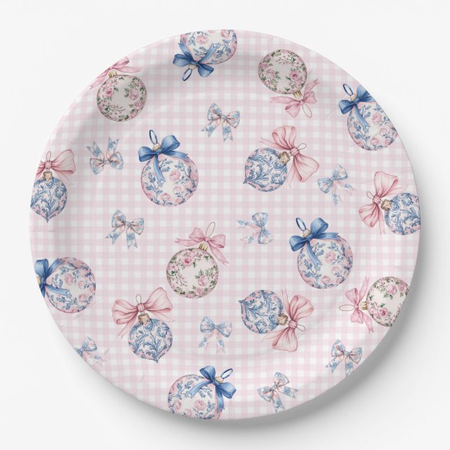 Grandmillennial | Christmas Ornaments Paper Plate (Front)