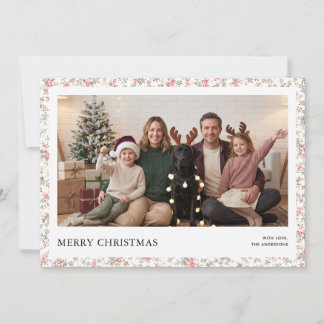 Grandmillennial Coquette Christmas Family Photo Holiday Card