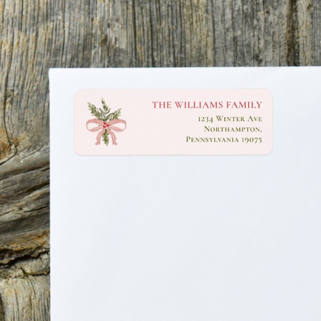 Grandmillennial Coquette Christmas Return Address (Creator Uploaded)
