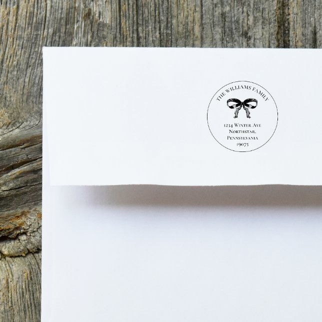 Grandmillennial Coquette Christmas Return Address Rubber Stamp (Creator Uploaded)