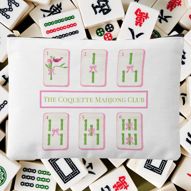 Grandmillennial Coquette Mahjong Club Bamboo Bows Accessory Pouch (Creator Uploaded)