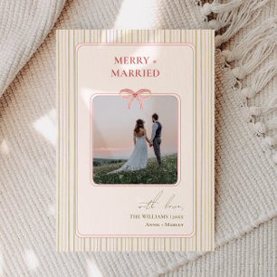 Grandmillennial Coquette Merry + Married Two Photo Holiday Card