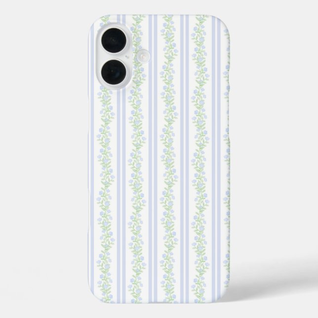 Grandmillennial Coquette Preppy Blue Floral  Case-Mate iPhone Case (Back)