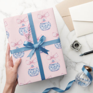 Grandmillennial Damask Christmas Ornament Wrapping Paper