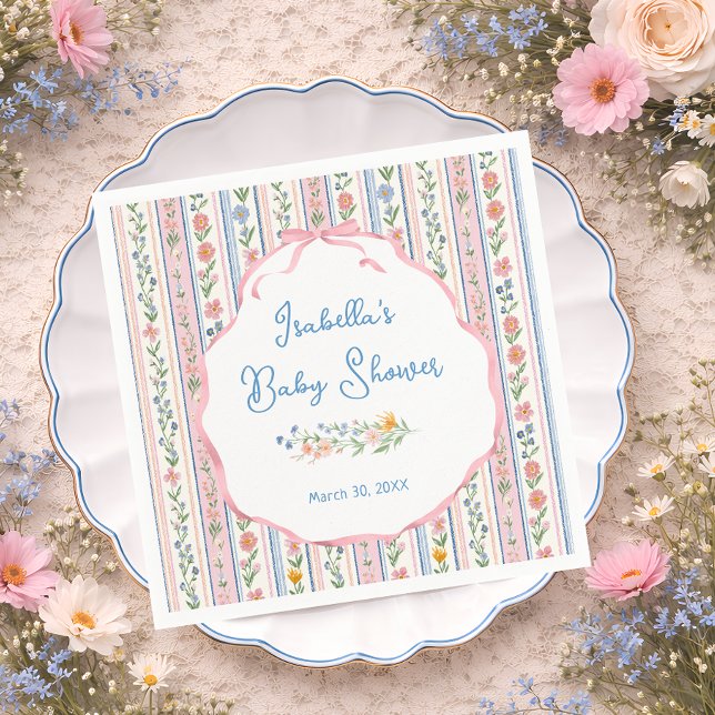 Grandmillennial Floral Baby Shower Paper Napkin (Creator Uploaded)