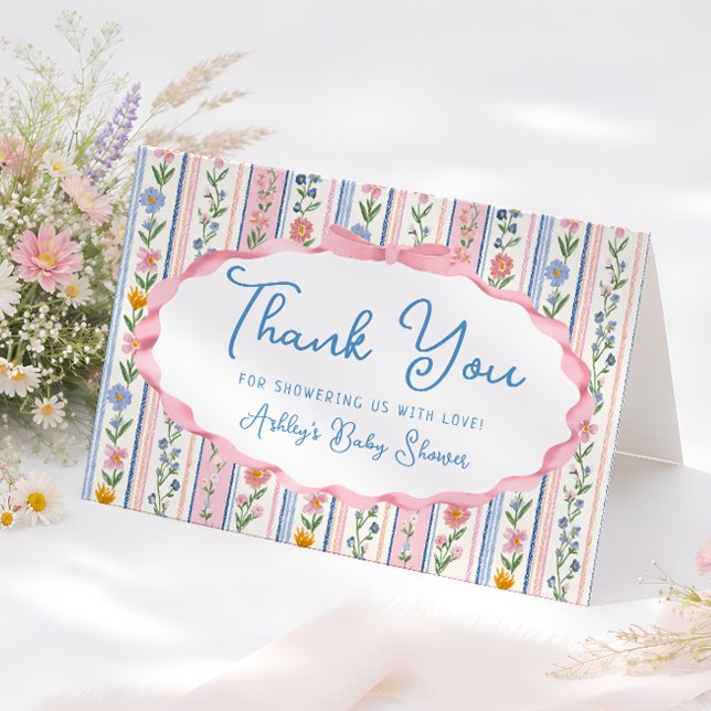 Grandmillennial Floral Baby Shower Thank You Card (Creator Uploaded)