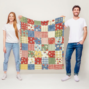 Grandmillennial Floral Pattern Fleece Blanket