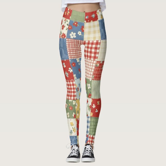 Grandmillennial Floral Pattern Leggings (Front)