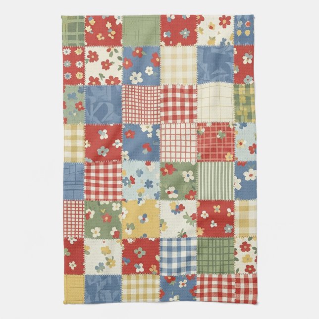 Grandmillennial Floral Pattern Tea Towel (Vertical)