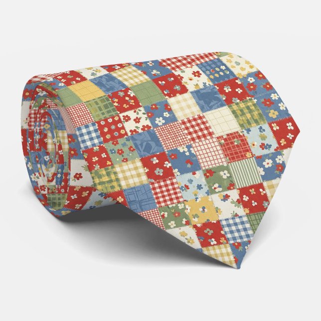 Grandmillennial Floral Pattern Tie (Rolled)