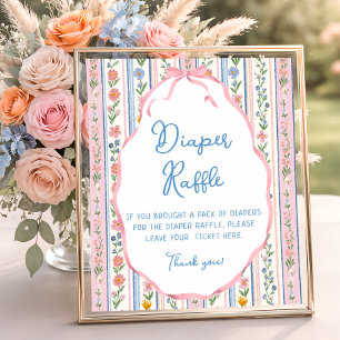 Grandmillennial Floral Vintage Diaper Raffle Poster