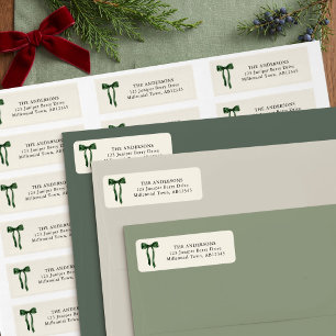 Grandmillennial Green Bow Return Address Holiday
