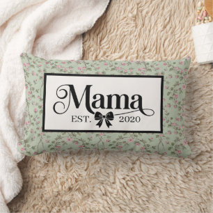 Grandmillennial Green Floral Custom Mama Keepsake Lumbar Cushion