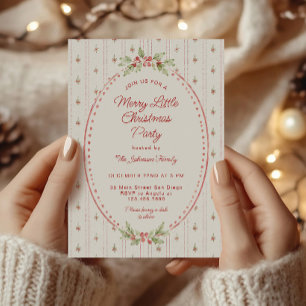 Grandmillennial Greenery Oval Christmas Party Invitation