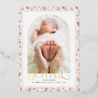 Grandmillennial Joyful Christmas Baby Announcement