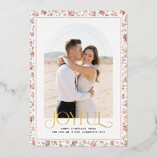 Grandmillennial JOYFUL Newlywed Christmas Photo 