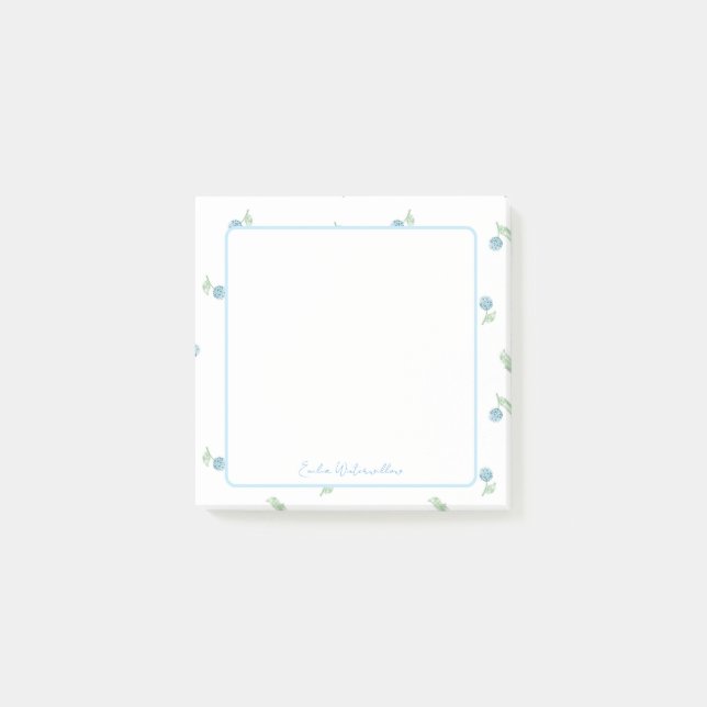 Grandmillennial Painterly Hydrangea Customisable Post-it Notes (Front)