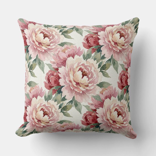 Grandmillennial Peonies | Blush Cream Cushion (Front)