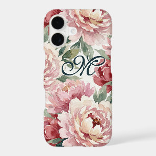 Grandmillennial Peonies Blush Cream Monogram