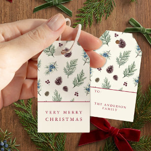 Grandmillennial Pinecone Botanical Holiday Gift Tags