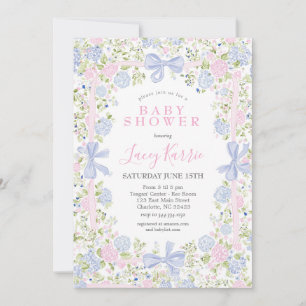Grandmillennial Pink and Blue baby shower invite