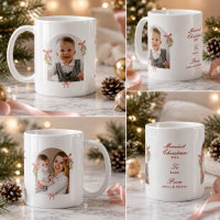 Grandmillennial Pink Bow Mistletoe Photo Christmas