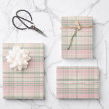 Grandmillennial Pink Green Plaid Pattern