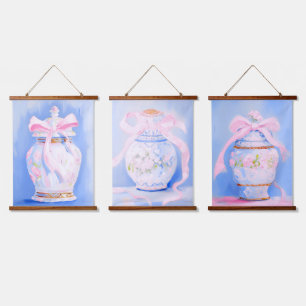 Grandmillennial preppy ginger jar acrylic painting hanging tapestry