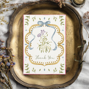 Grandmillennial Preppy Ribbon Frame Baby Shower Thank You Card