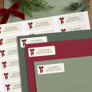 Grandmillennial Red Bow Return Address Holiday