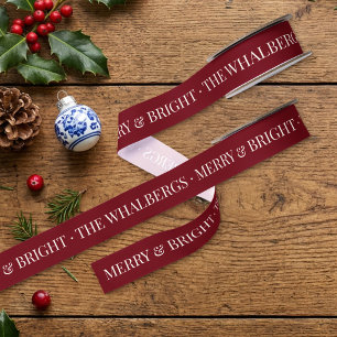 Grandmillennial Red Family Merry Bright Holiday Grosgrain Ribbon