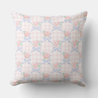 Grandmillennial Ribbon Floral Trellis on Gingham