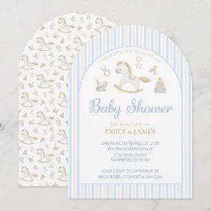 Grandmillennial Rocking Horse Baby Boy Shower Invitation