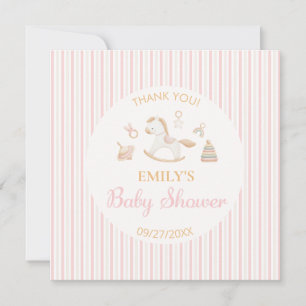 Grandmillennial Rocking Horse Girl Baby Shower Thank You Card