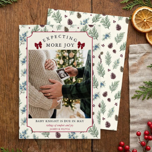 Grandmillennial Rustic Bows Expecting More Joy Holiday Card