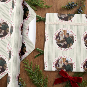 Grandmillennial Santa Photo Special Delivery Wrapping Paper