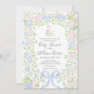 Grandmillennial Swan baby shower invite