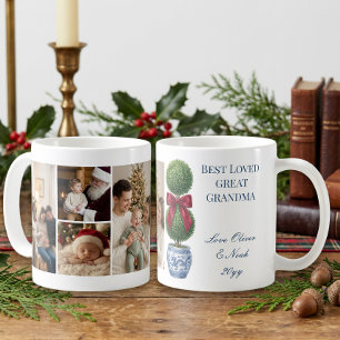 Grandmillennial Topiary Bow Grandchildren Photo Coffee Mug